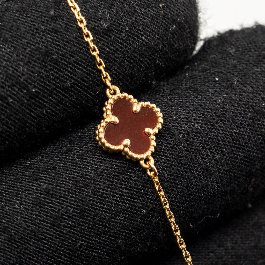 VAN CLEEF AND ARPELS SWEET ALHAMBRA BRACELET 18K ROSE GOLD / CARNELIAN