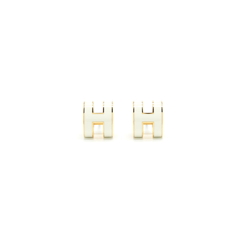 HERMES POP H EARRINGS BLANC GHW