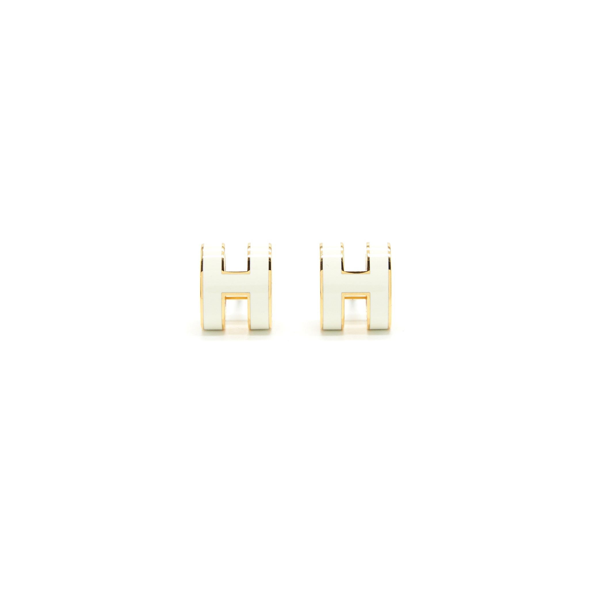 HERMES POP H EARRINGS BLANC GHW