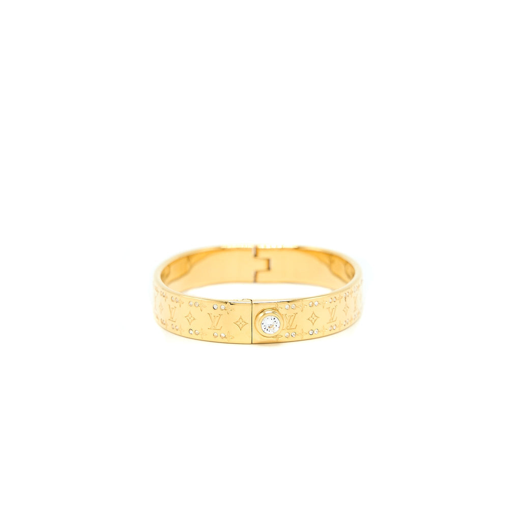 LOUIS VUITTON NANOGRAM STRASS BRACELET CRYSTAL GOLD TONE