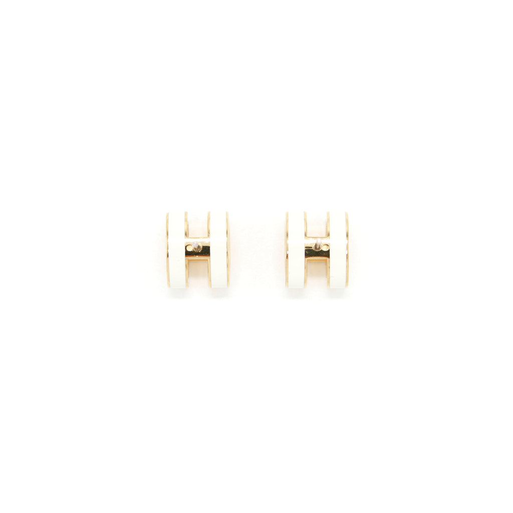 HERMES POP H EARRINGS BLANC GHW