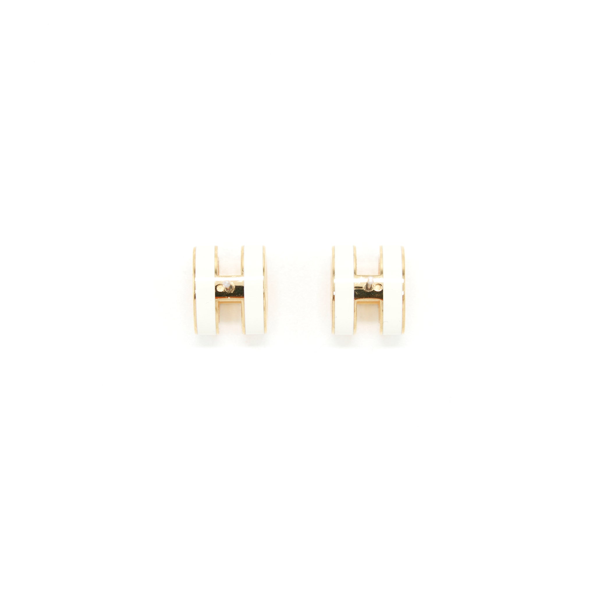 HERMES POP H EARRINGS BLANC GHW
