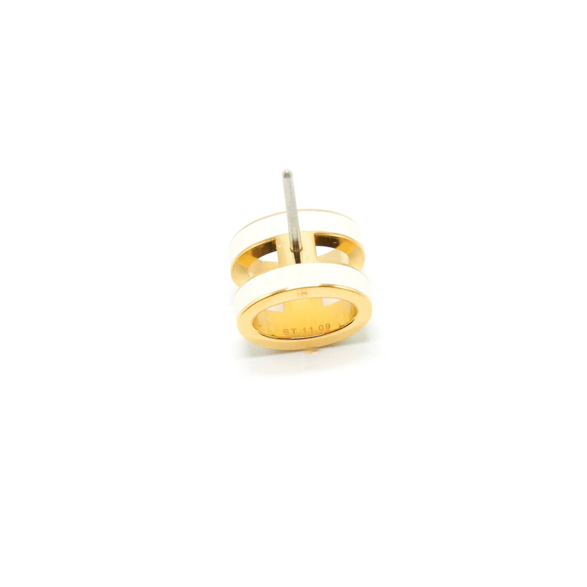 HERMES POP H EARRINGS BLANC GHW