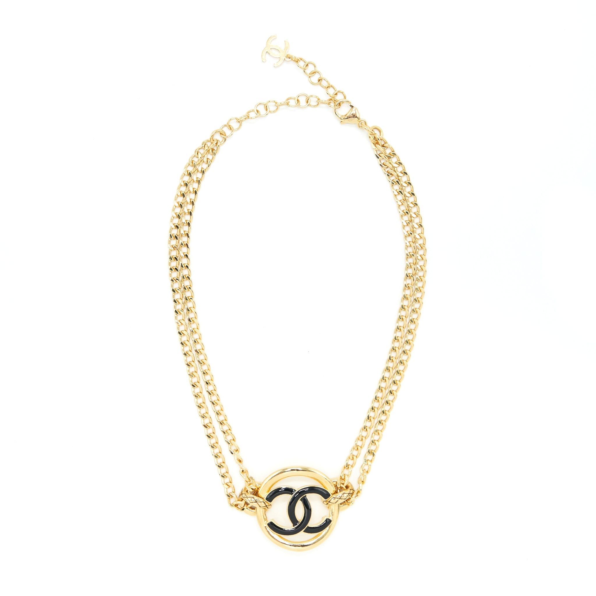 CHANEL CC ROUND CHOKER BLACK / GOLD