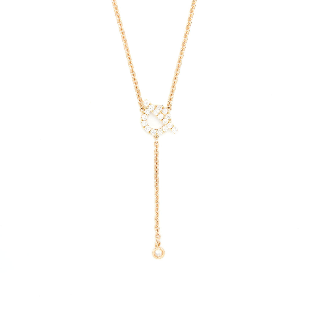 HERMES FINESSE LARIAT NECKLACE ROSE GOLD WITH DIAMONDS