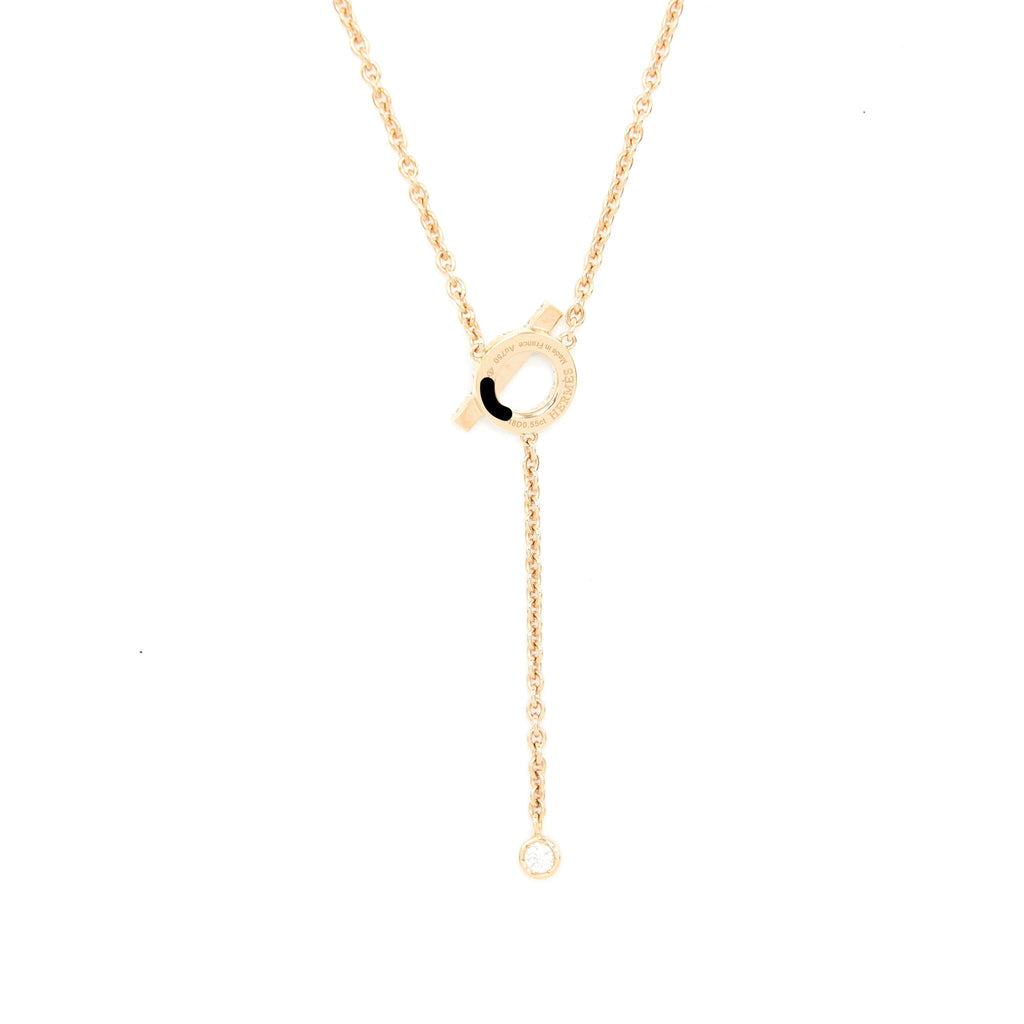 HERMES FINESSE LARIAT NECKLACE ROSE GOLD WITH DIAMONDS
