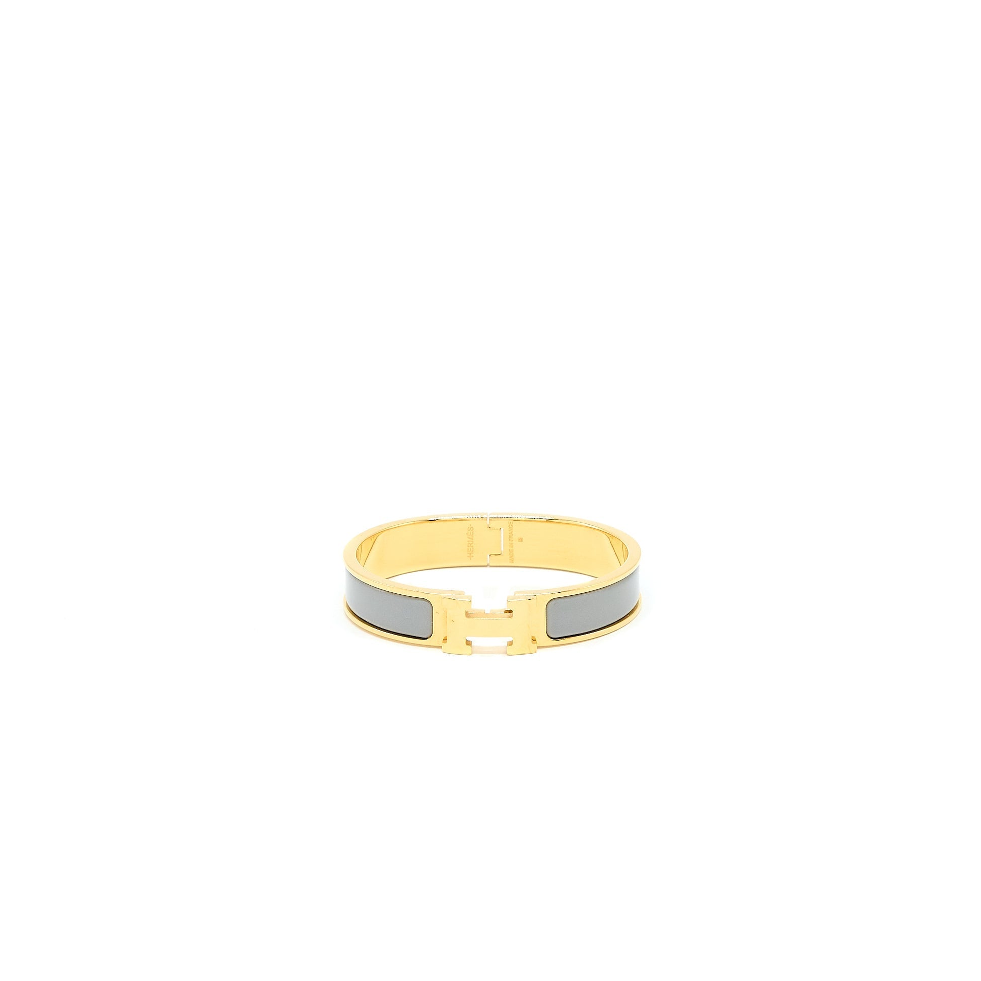 HERMES CLIC H BRACELET GREY GOLD TONE