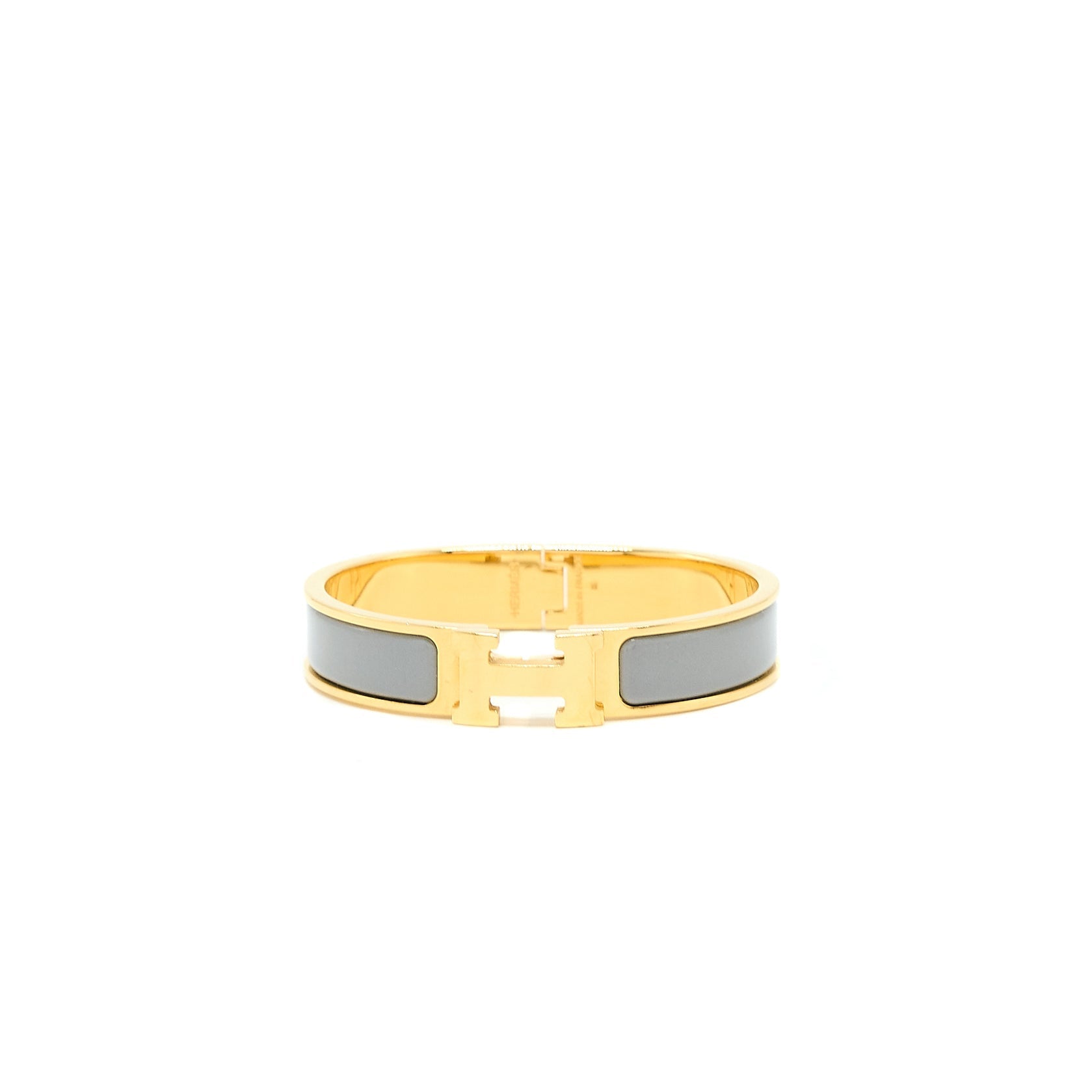 HERMES CLIC H BRACELET GREY GOLD TONE