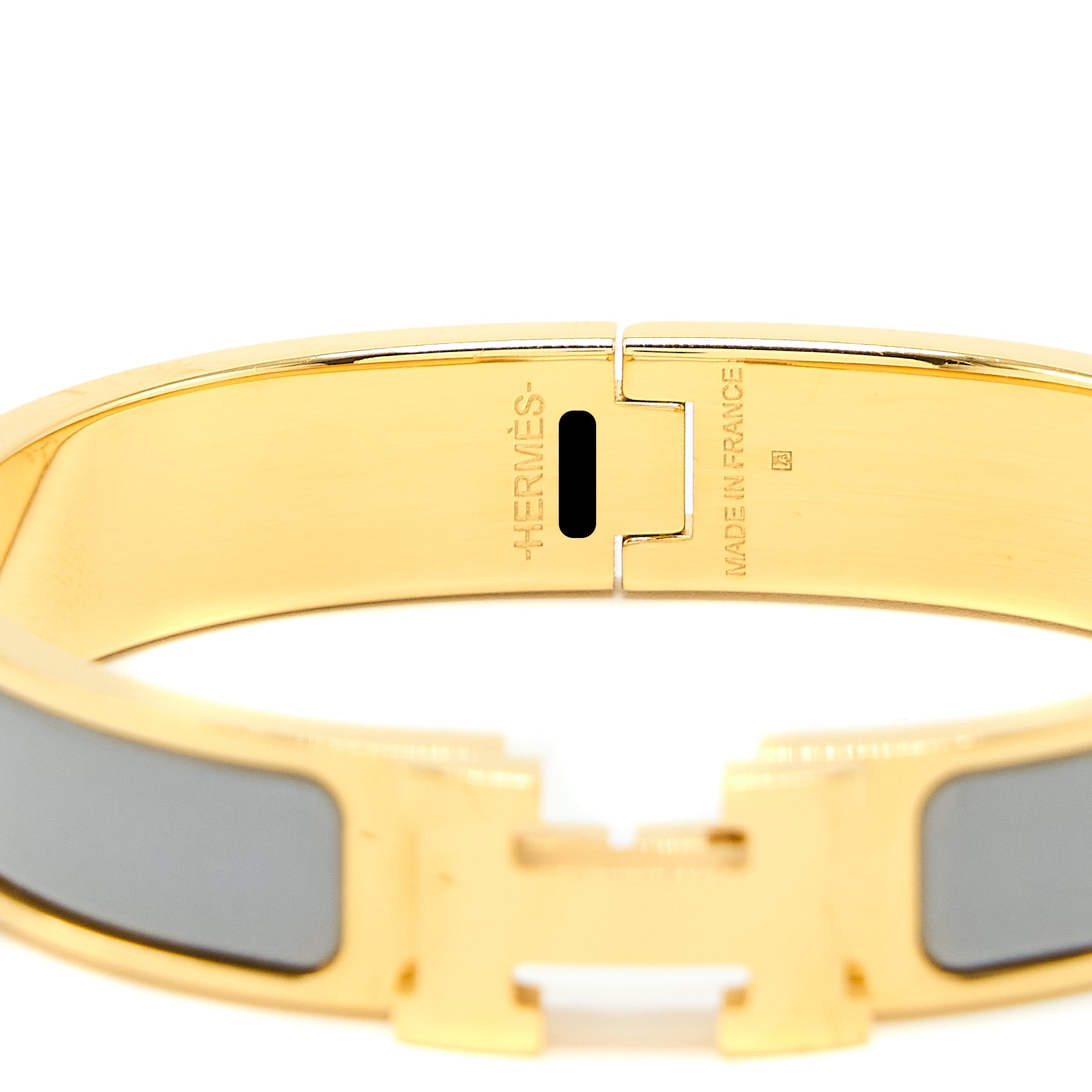 HERMES CLIC H BRACELET GREY GOLD TONE