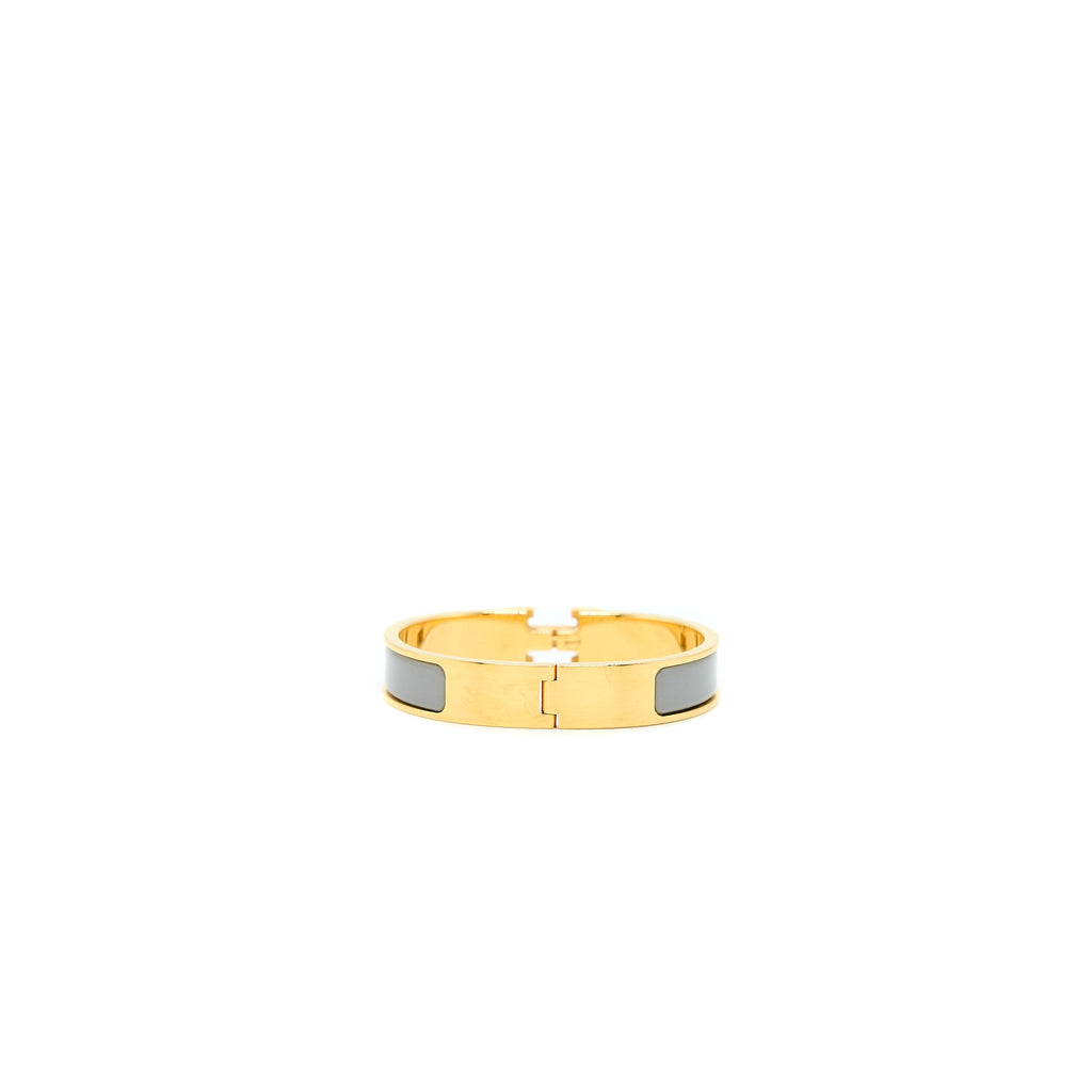 HERMES CLIC H BRACELET GREY GOLD TONE