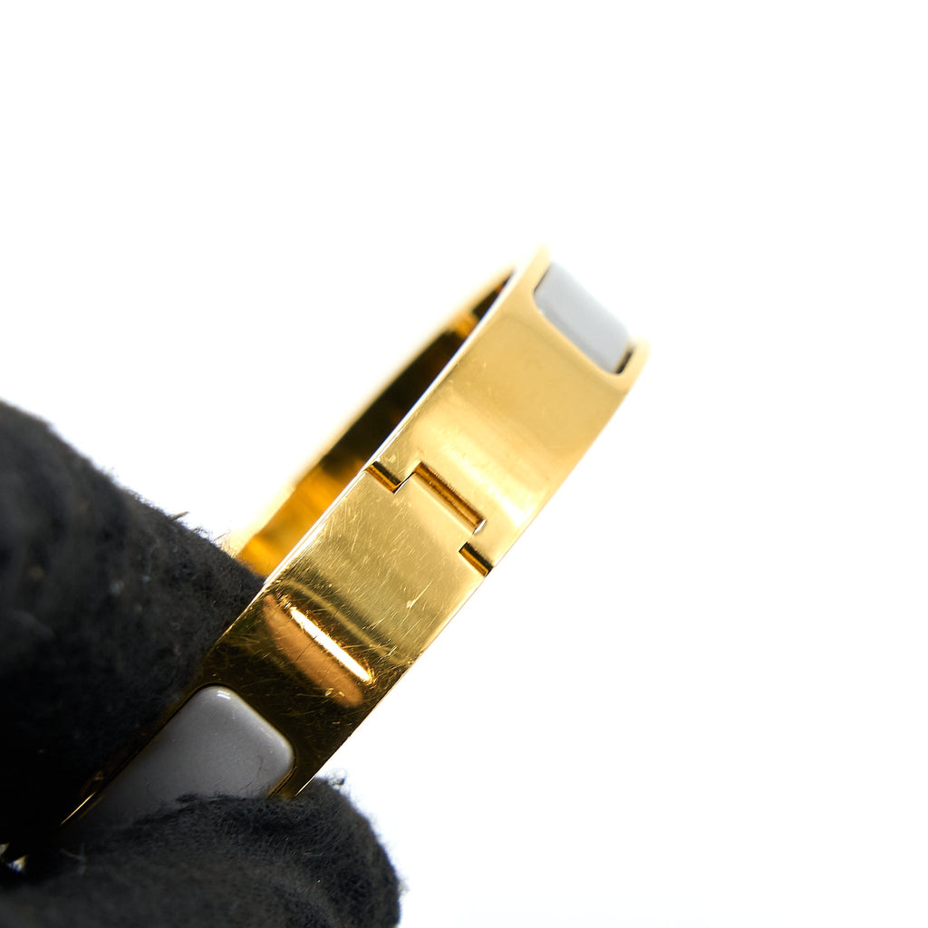 HERMES CLIC H BRACELET GREY GOLD TONE