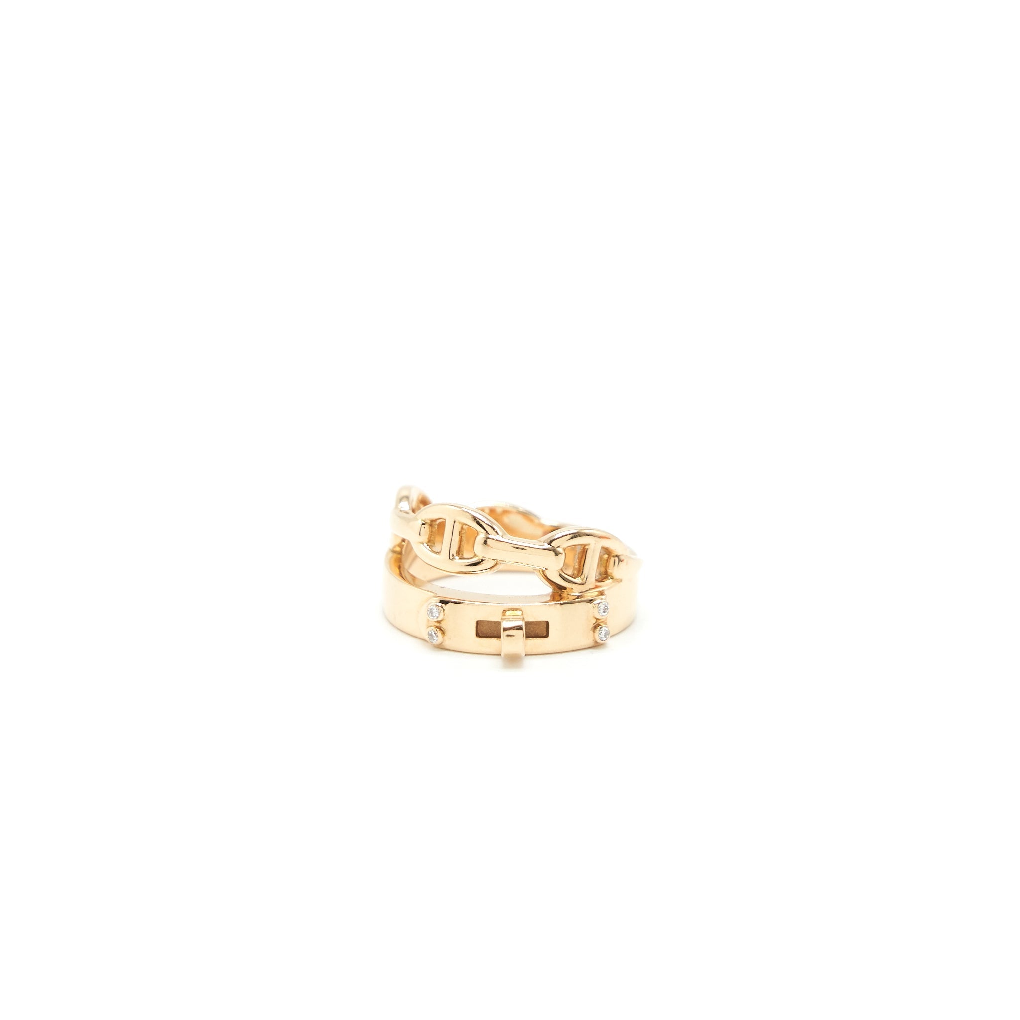 HERMES FARANDOLE AND KELLY RING ROSE GOLD WITH 4 DIAMONDS