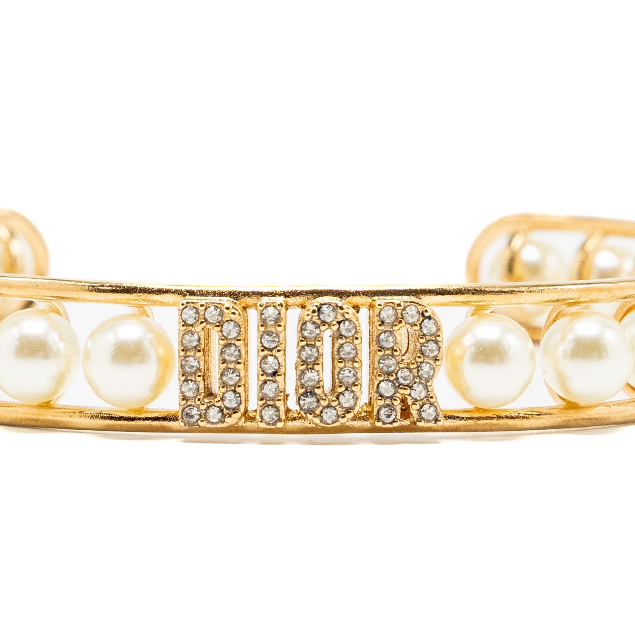 DIOR PEARL BANGLE BRACELET CRYSTAL/PEARL/GOLD TONE