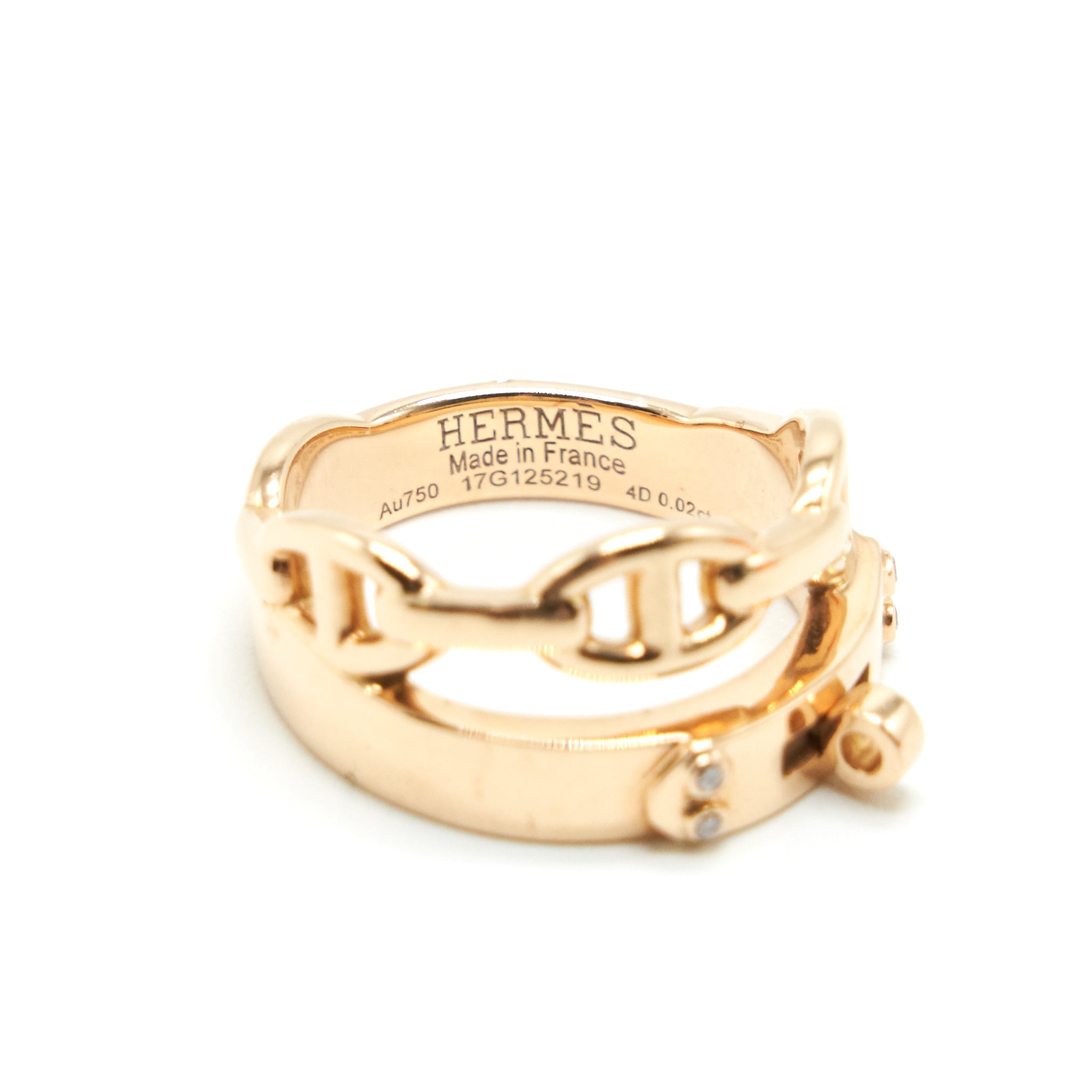 HERMES FARANDOLE AND KELLY RING ROSE GOLD WITH 4 DIAMONDS