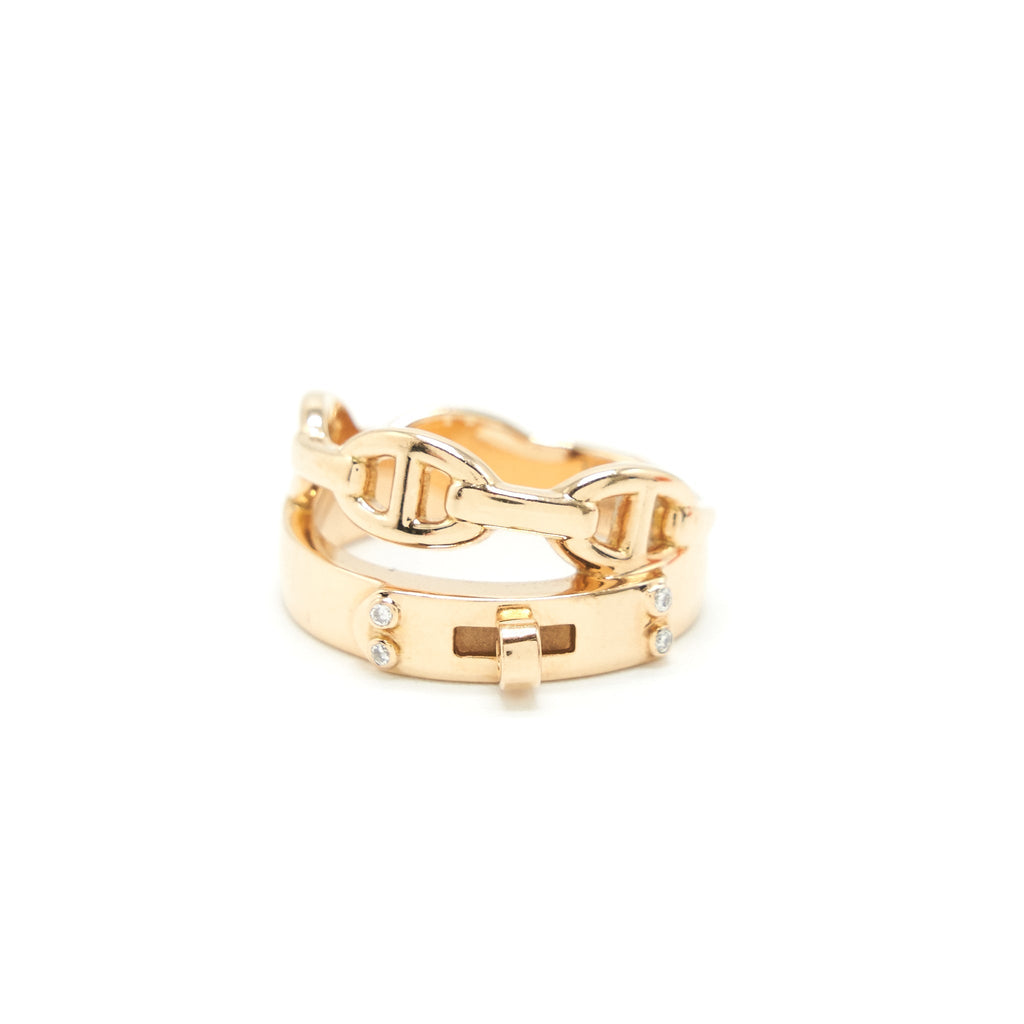 HERMES FARANDOLE AND KELLY RING ROSE GOLD WITH 4 DIAMONDS