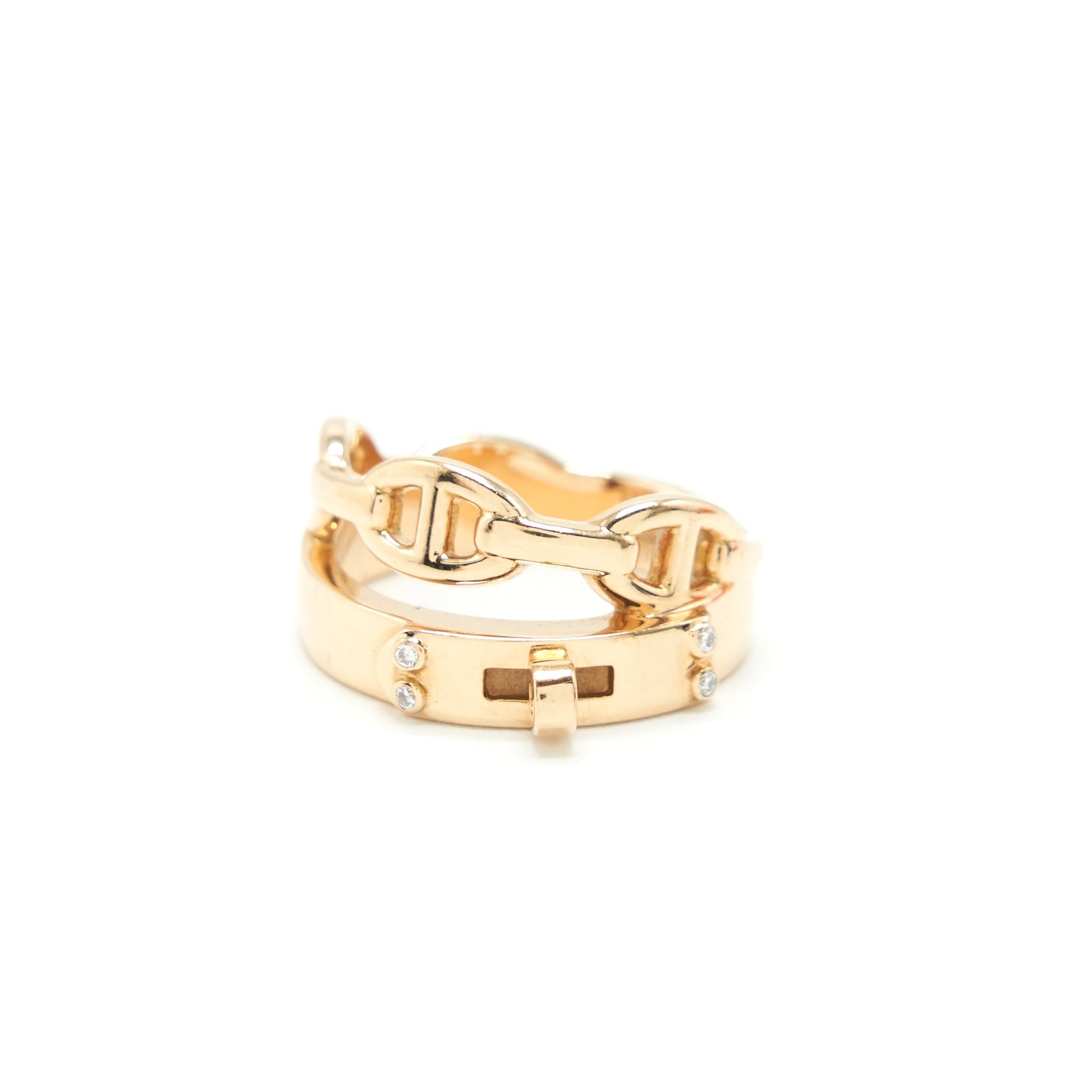HERMES FARANDOLE AND KELLY RING ROSE GOLD WITH 4 DIAMONDS