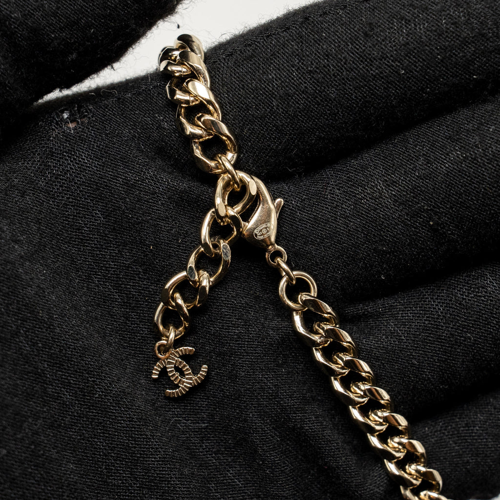 CHANEL NO.5 PERFUME BOTTLE WAIST CHAIN / BELT PEARL/CRYSTAL LIGHT GOLD TONE