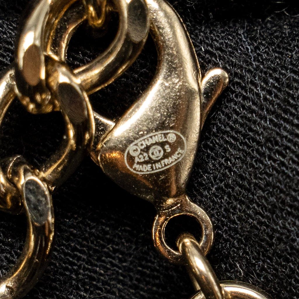CHANEL NO.5 PERFUME BOTTLE WAIST CHAIN / BELT PEARL/CRYSTAL LIGHT GOLD TONE