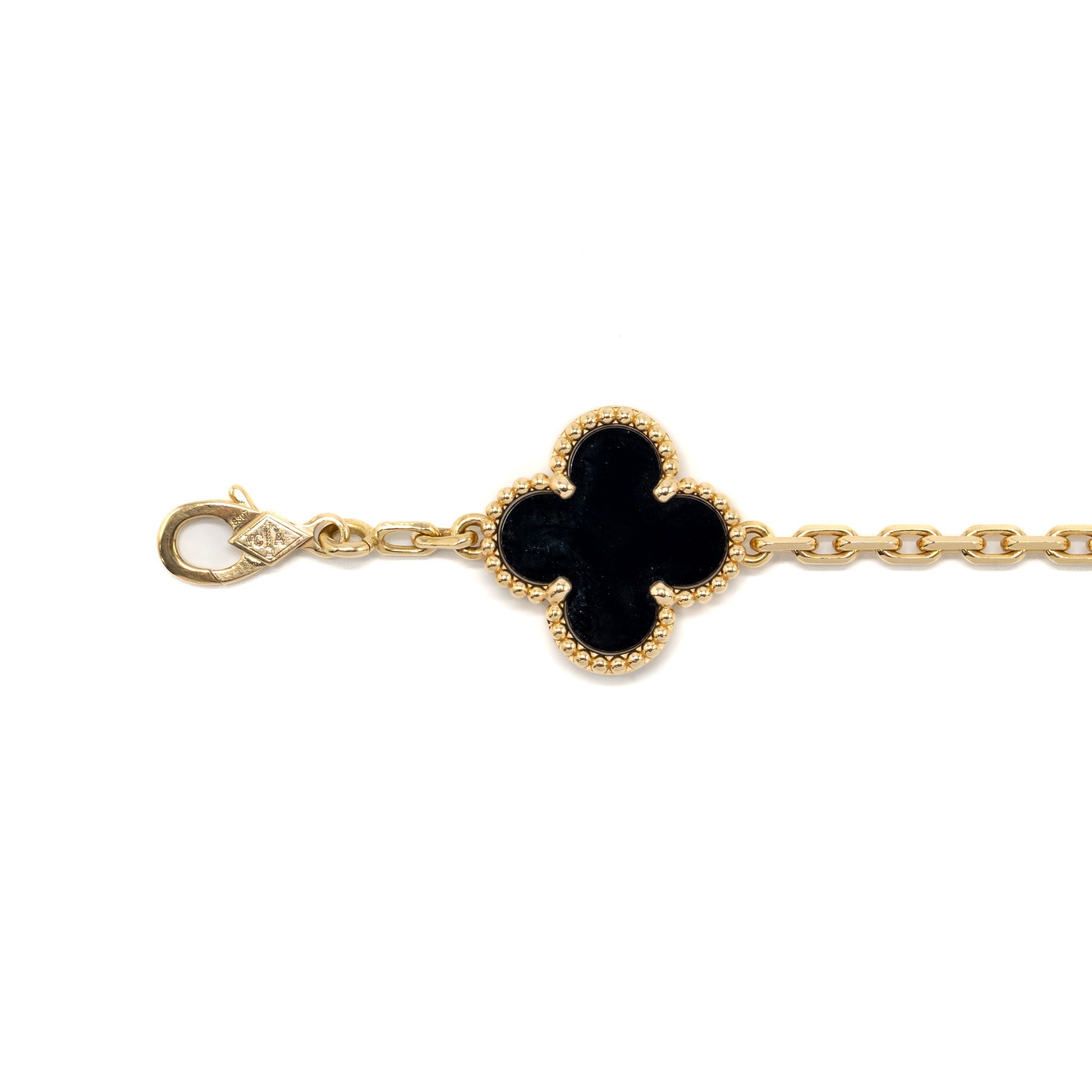 VAN CLEEF & ARPELS ALHAMBRA BRACELET 5 MOTIF ONYX YELLOW GOLD