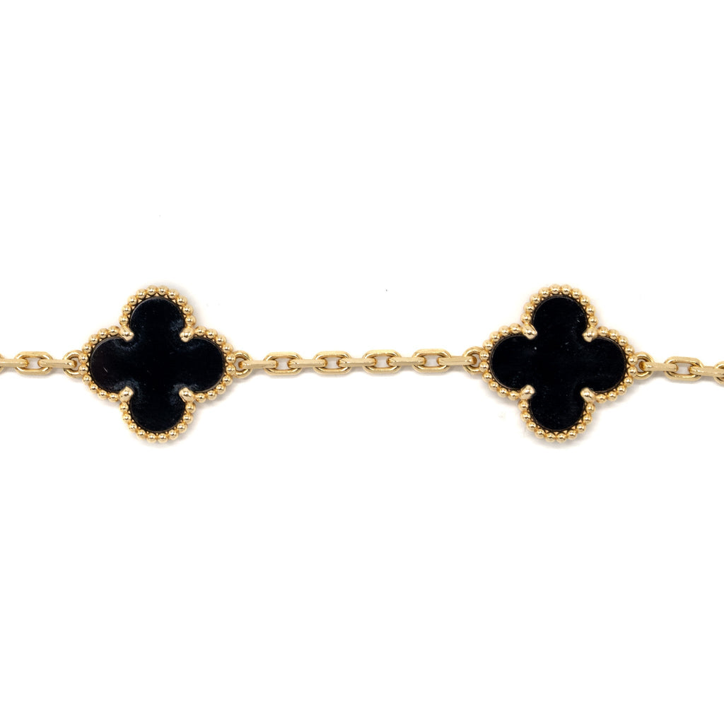 VAN CLEEF & ARPELS ALHAMBRA BRACELET 5 MOTIF ONYX YELLOW GOLD