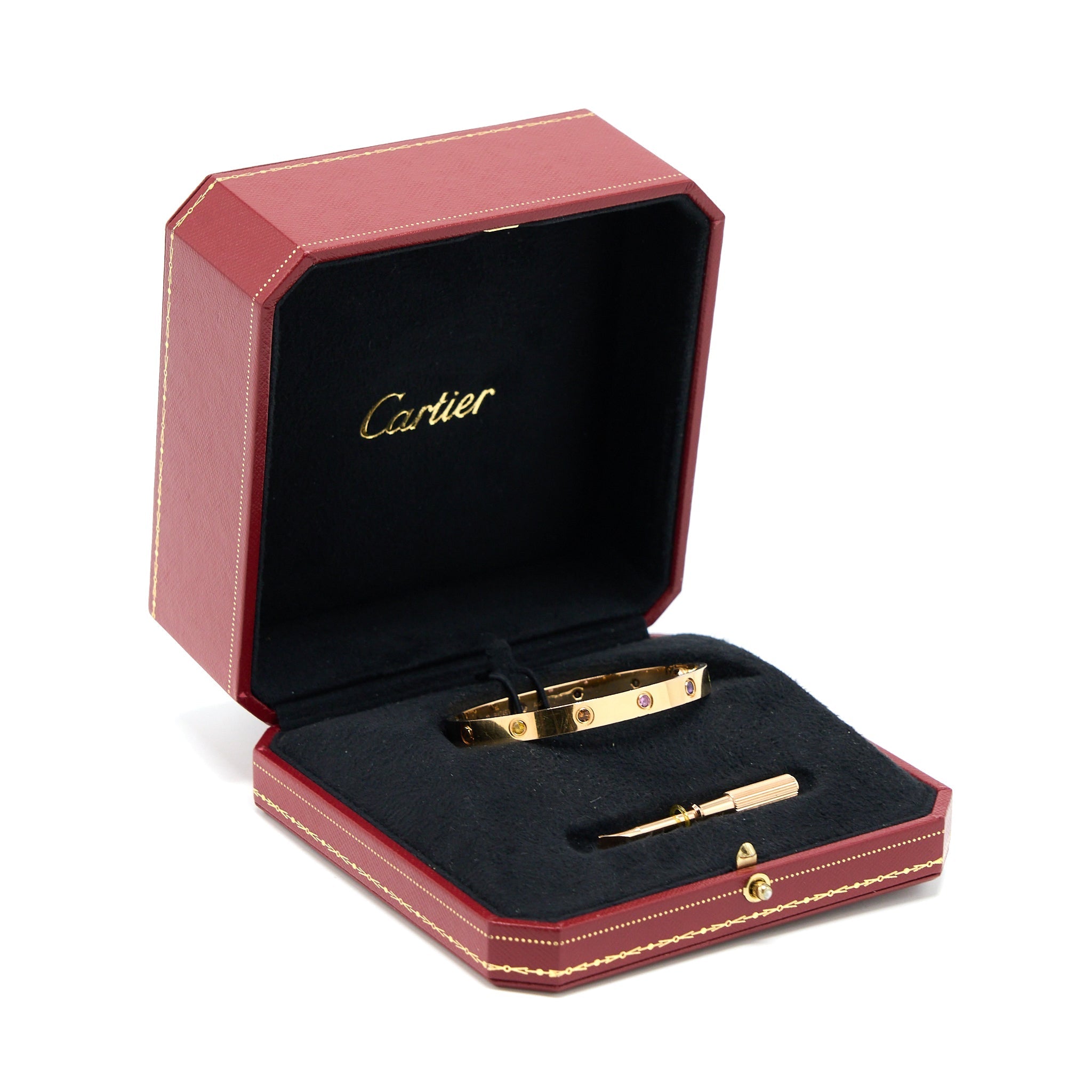CARTIER LOVE BRACELET MULTI GEM RAINBOW ROSE GOLD
