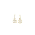 CHANEL 23P SQUARE CC LOGO DROP EARRINGS CRYSTAL LIGHT GOLD TONE