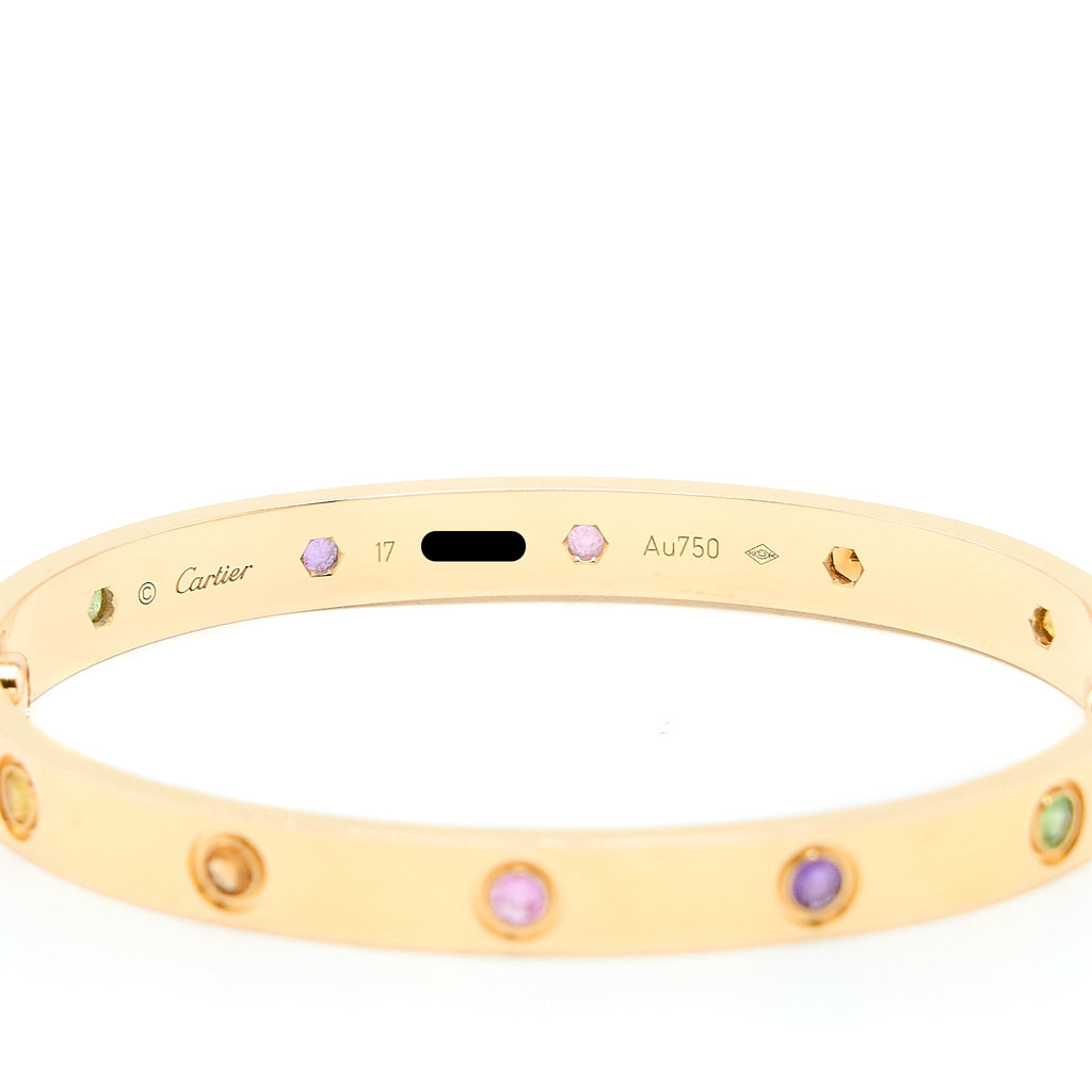 CARTIER LOVE BRACELET MULTI GEM RAINBOW ROSE GOLD