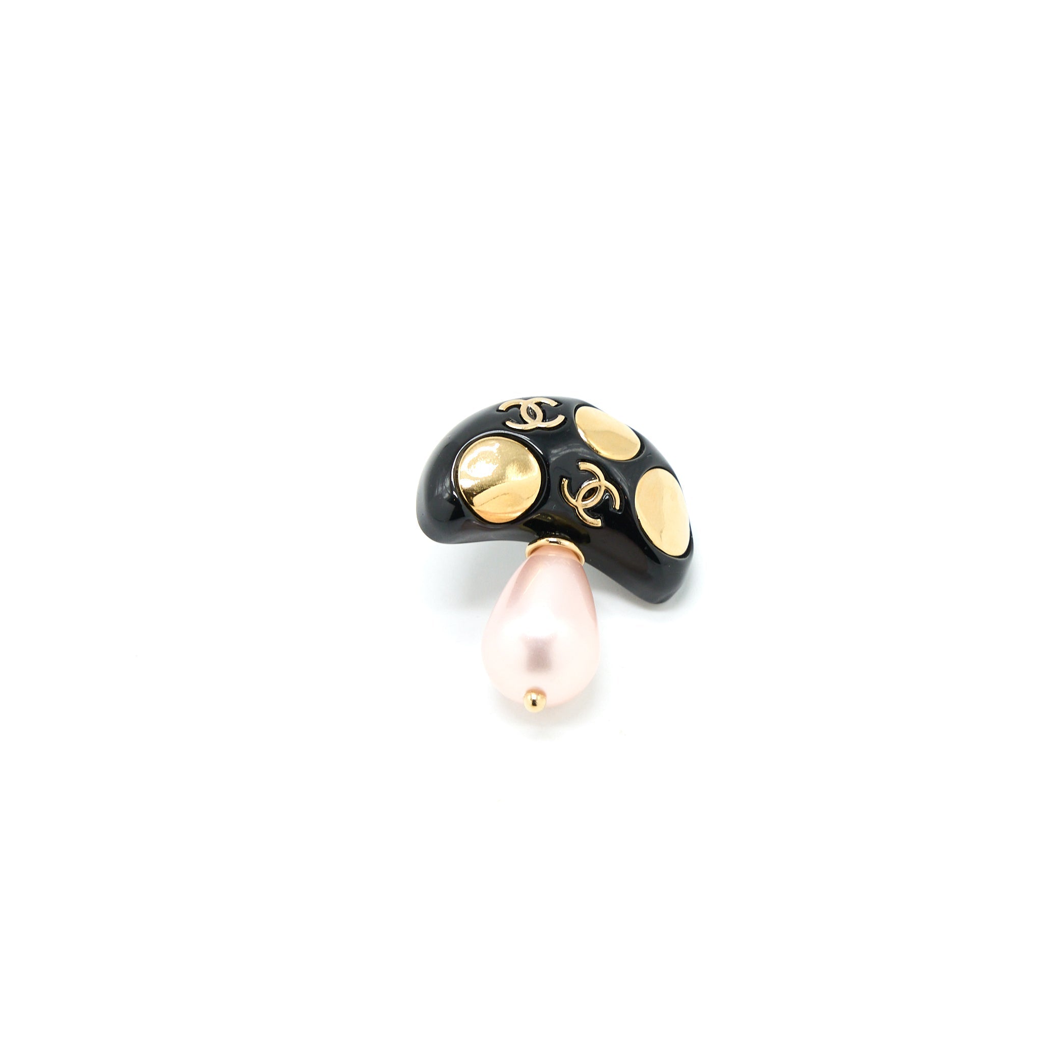CHANEL MUSHROOM BROOCH PEARL GOLD TONE