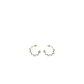 CHANEL CC LOGO/LEATHER CHAIN SMALL HOOP EARRINGS LIGHT GOLD TONE