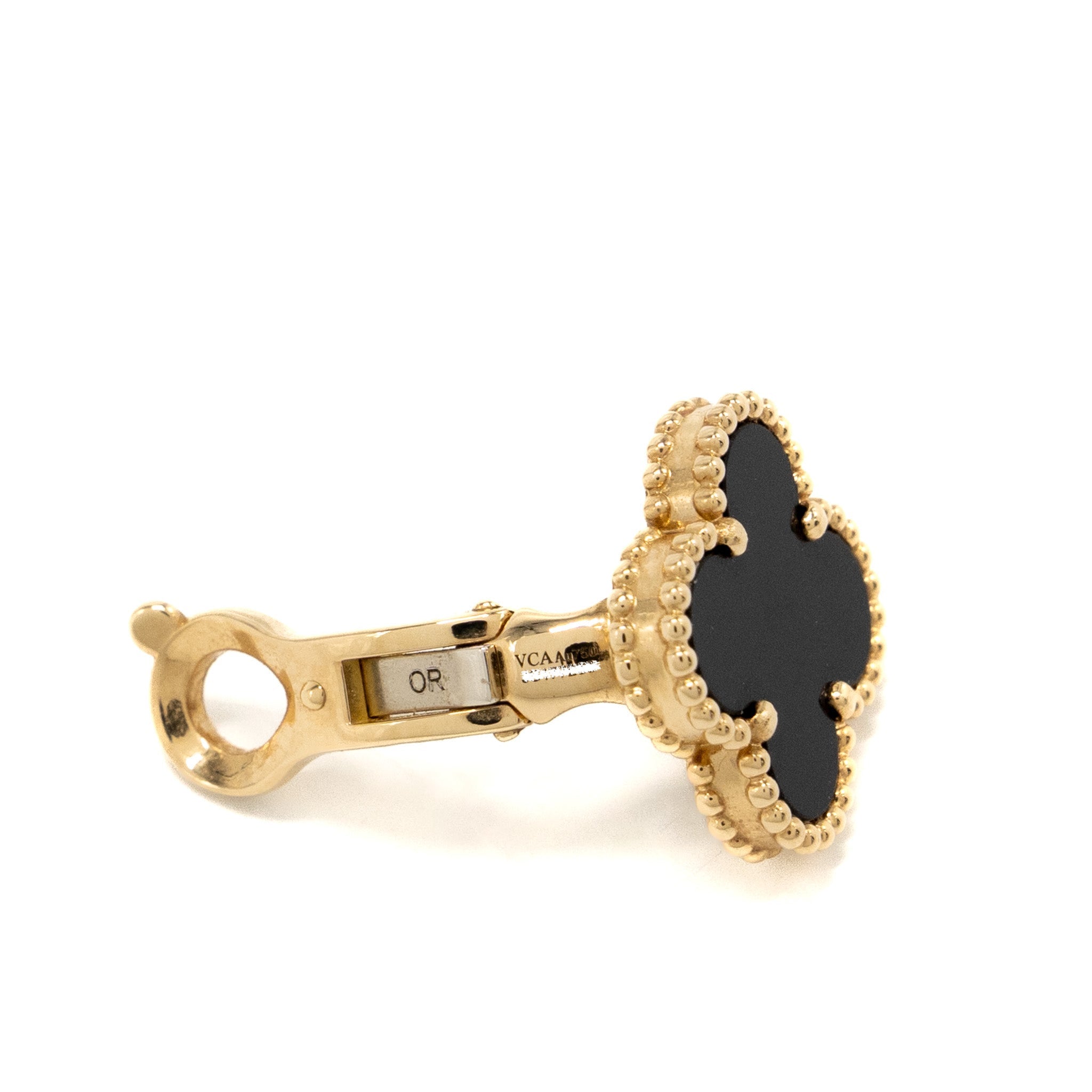 VAN CLEEF & ARPELS VINTAGE ALHAMBRA EARRINGS ONYX YELLOW GOLD