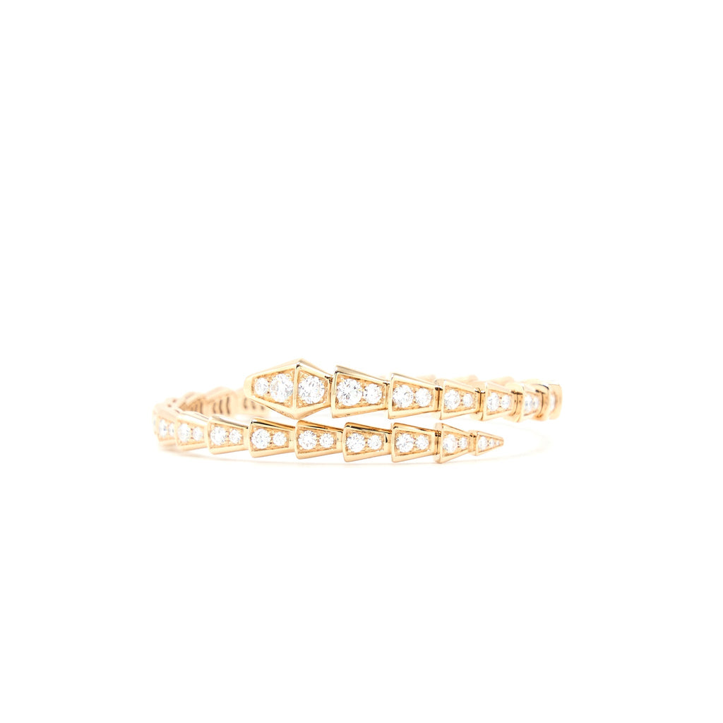 BVLGARI SERPENTI VIPER THIN BRACELET ROSE GOLD FULL DIAMONDS