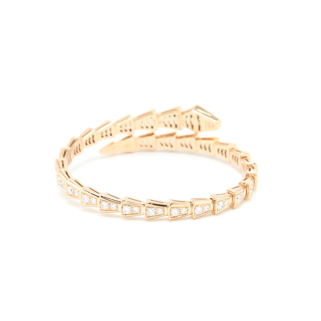 BVLGARI SERPENTI VIPER THIN BRACELET ROSE GOLD FULL DIAMONDS