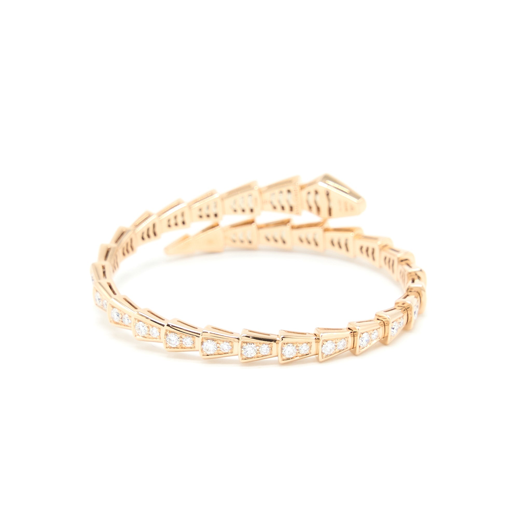 BVLGARI SERPENTI VIPER THIN BRACELET ROSE GOLD FULL DIAMONDS