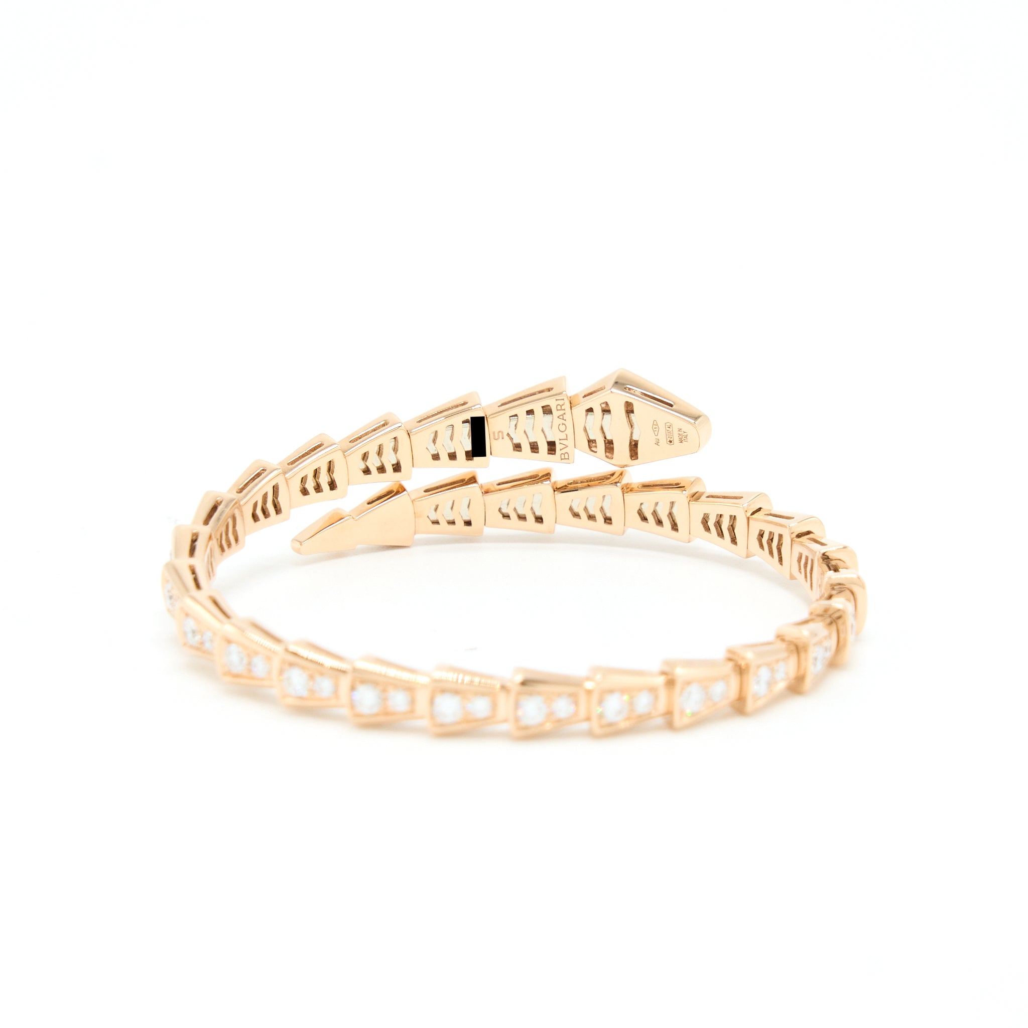 BVLGARI SERPENTI VIPER THIN BRACELET ROSE GOLD FULL DIAMONDS