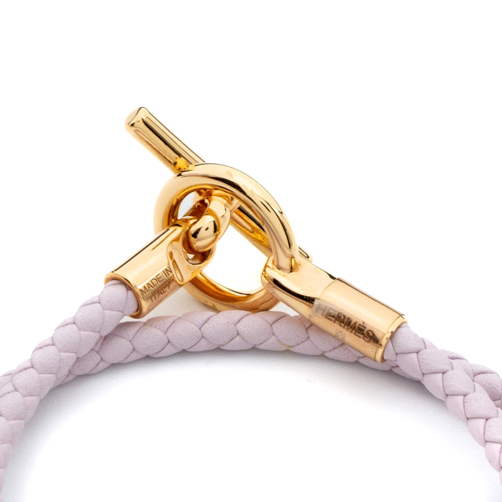 HERMES SIZE T2 GLENAN DOUBLE TOUR BRACELET MAUVE PALE RGHW