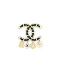 CHANEL LEATHER CHAIN WITH DROP CHARMS BROOCH LGHW