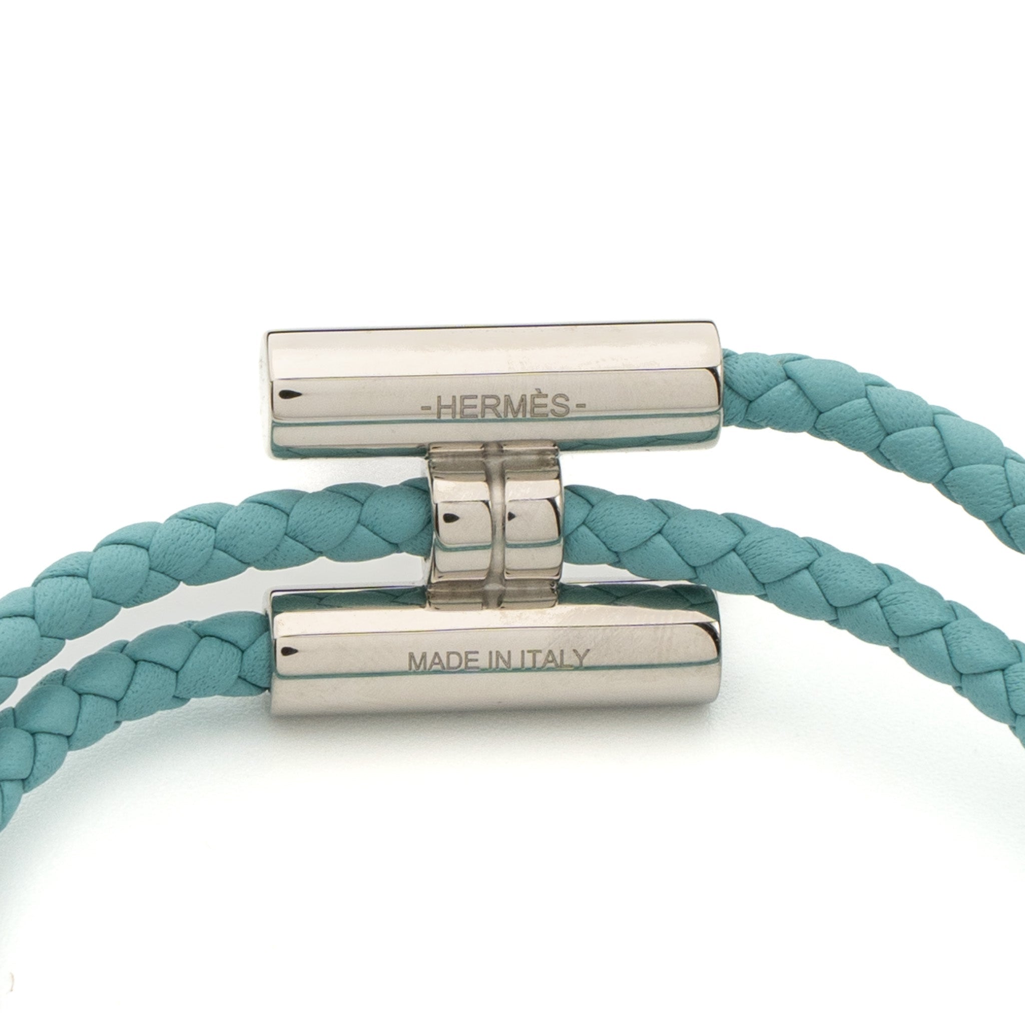 HERMES SIZE T3 TOURNIS TRESSE BRACELET BLUE ATOLL SHW