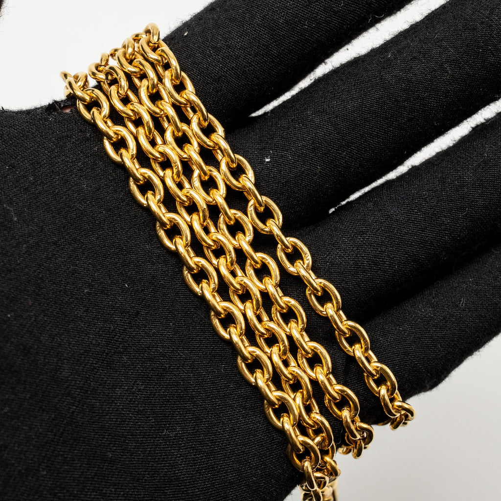 CHANEL VINTAGE CC LOGO GOLD-PLATED LONG NECKLACE GOLD TONE