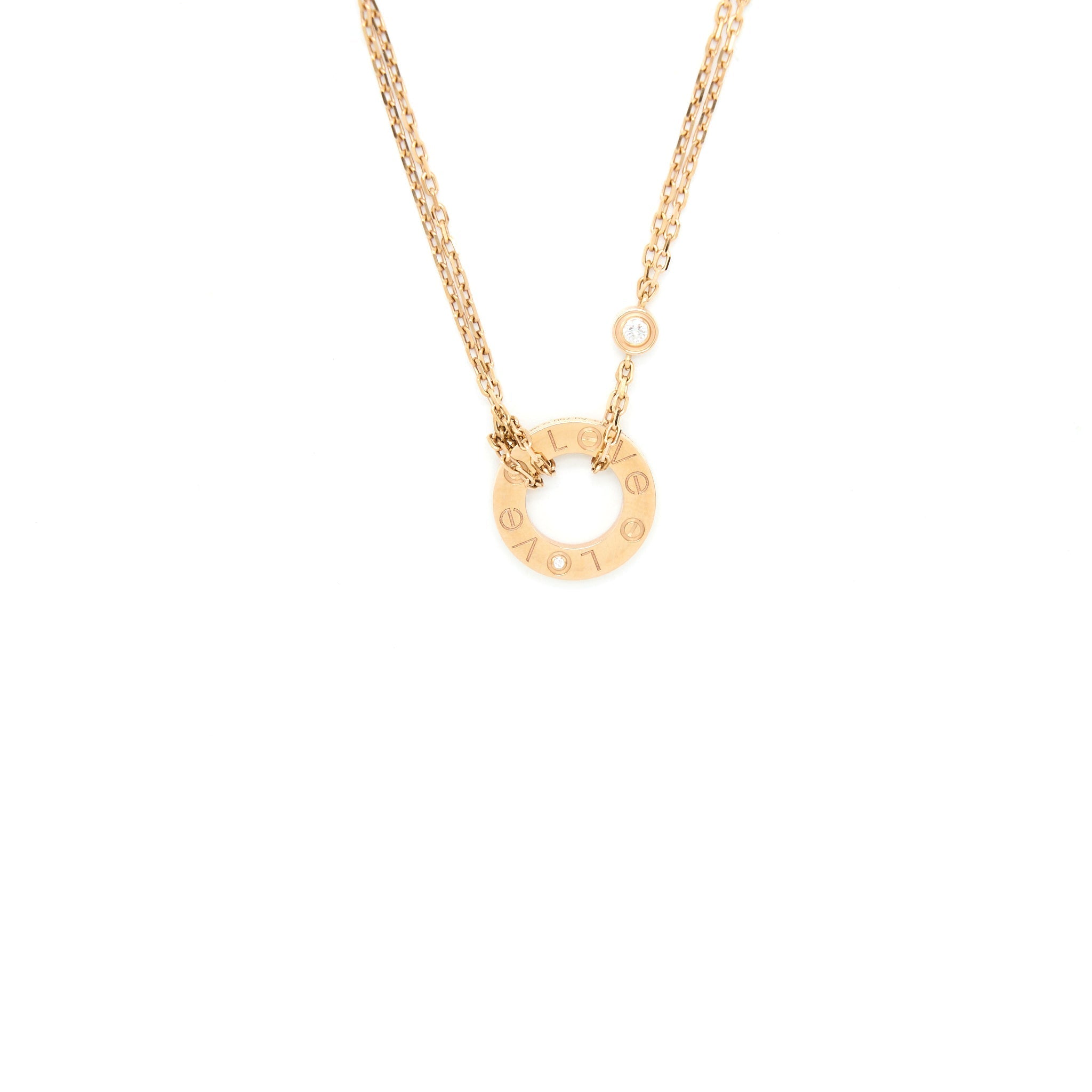 CARTIER LOVE NECKLACE 2 DIAMONDS ROSE GOLD