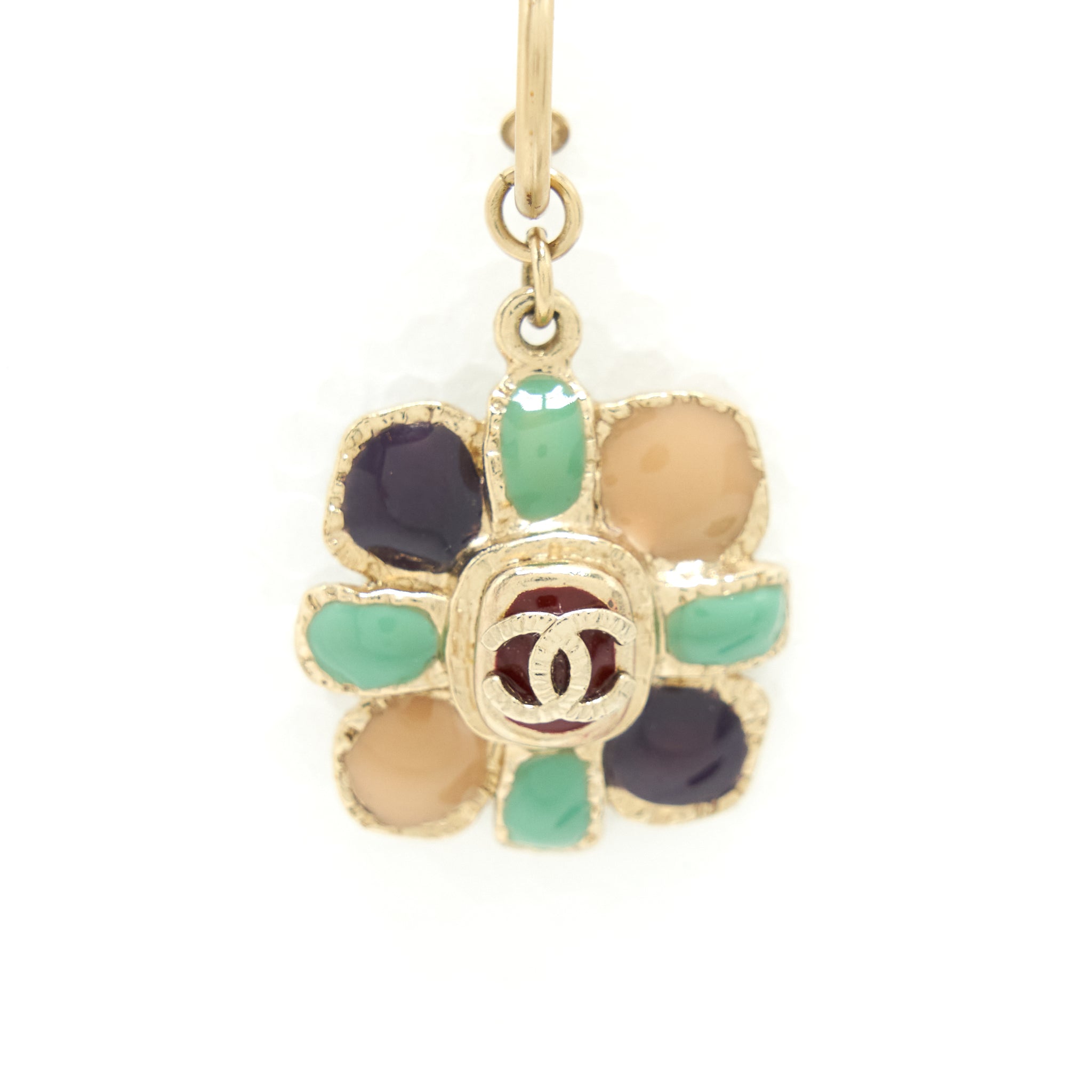 CHANEL GLASS DROP EARRINGS MULTI COLOR GHW