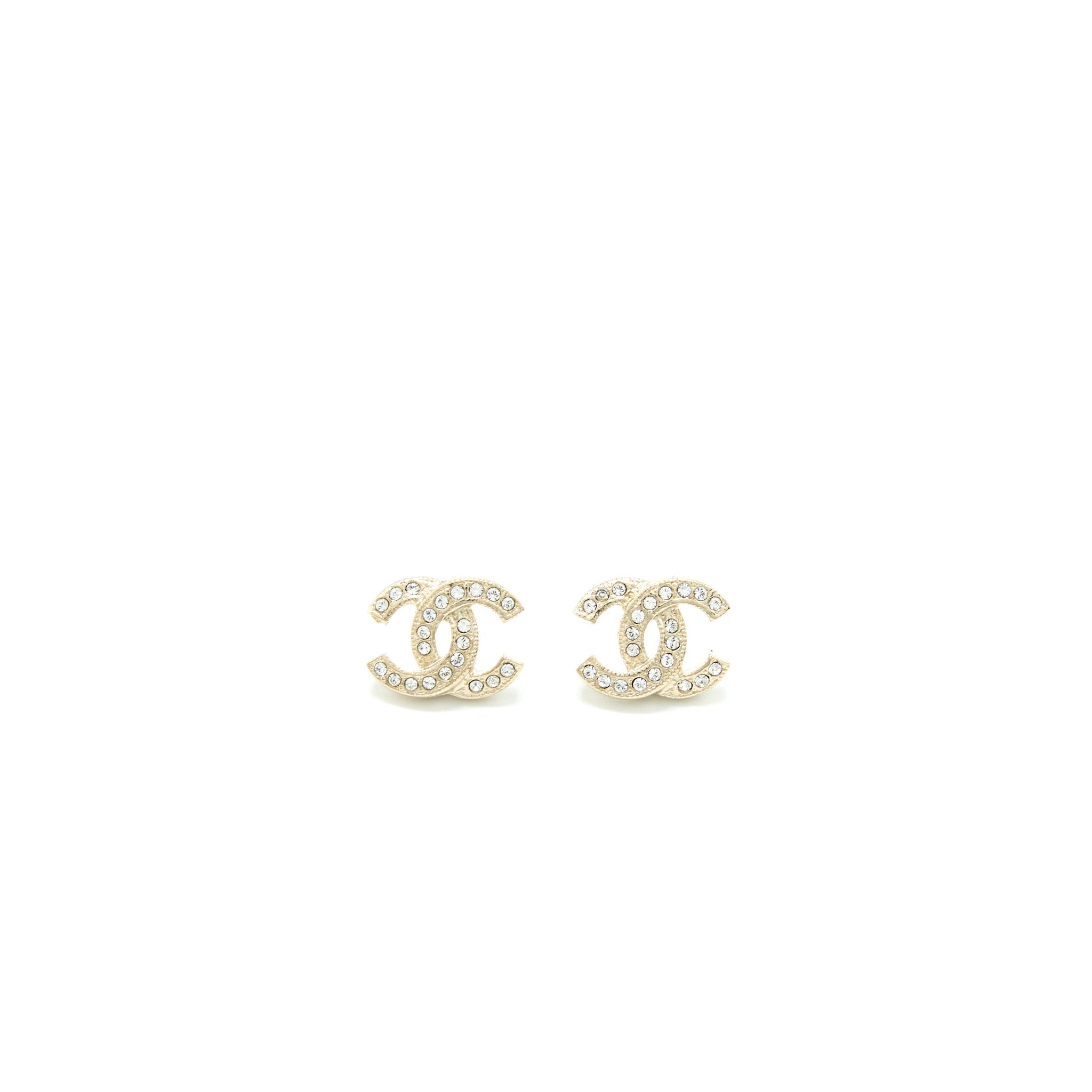CHANEL MINI CLASSIC CC LOGO EARRINGS GOLD TONE