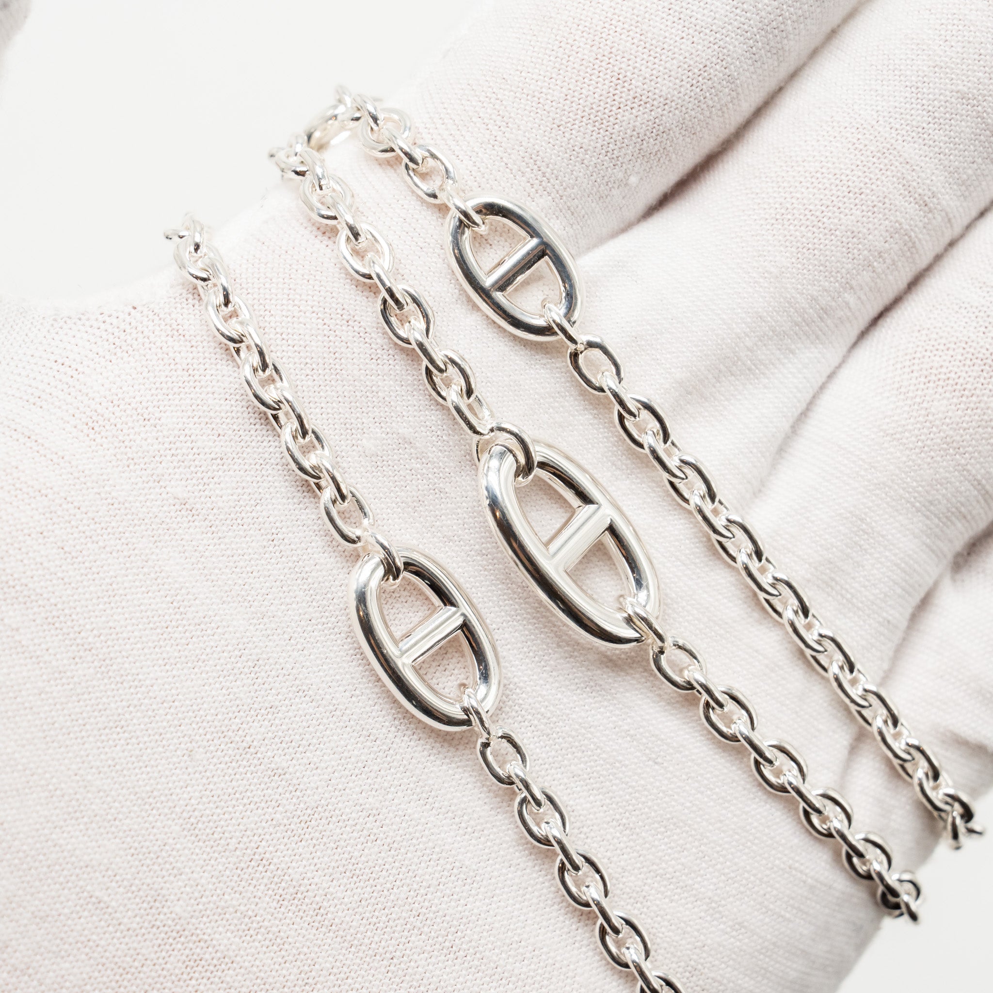 HERMES 120CM FARANDOLE LONG NECKLACE STERLING SILVER