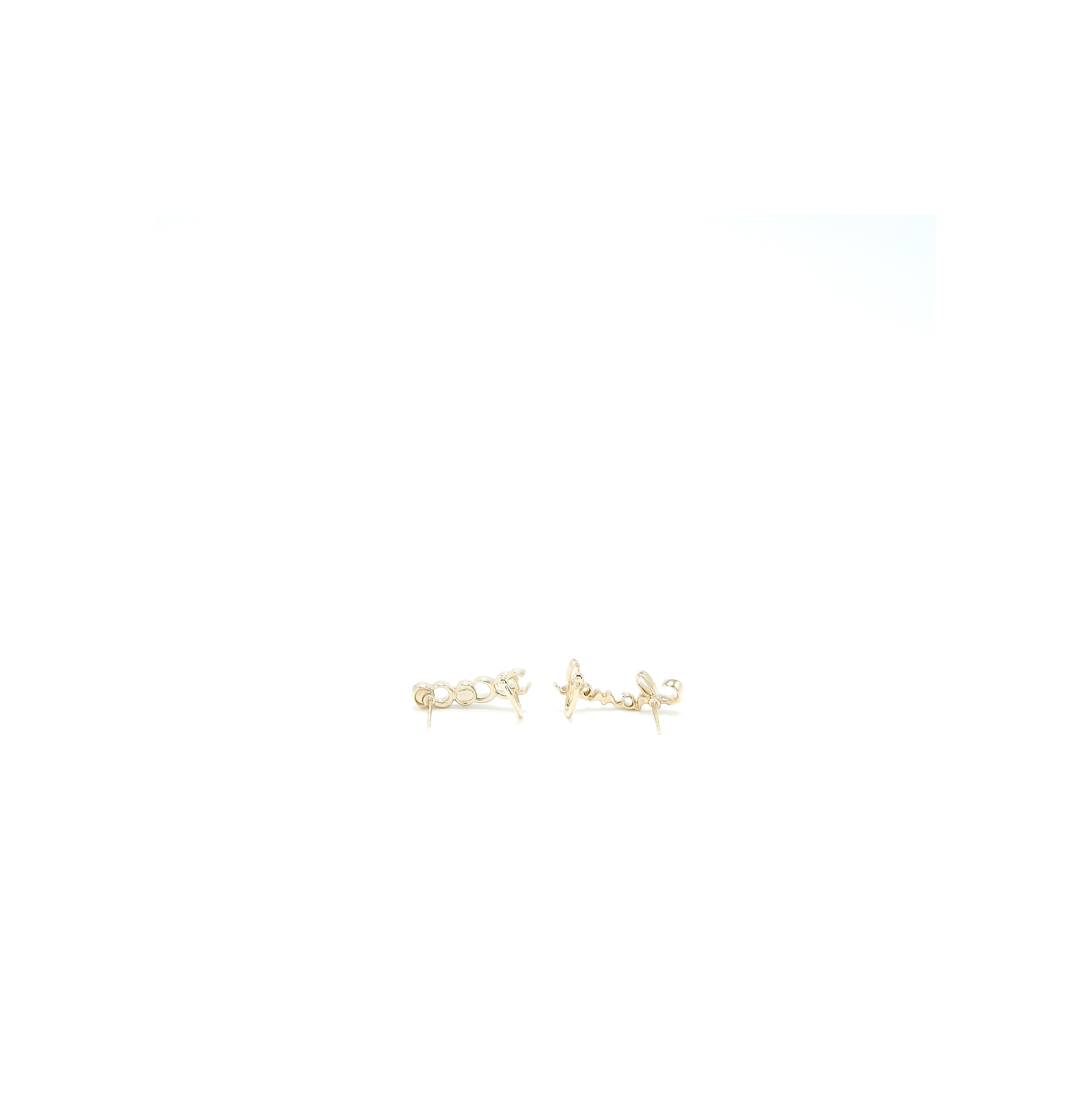 CHANEL COCO CHANEL LETTER EARRINGS CRYSTAL LIGHT GOLD TONE