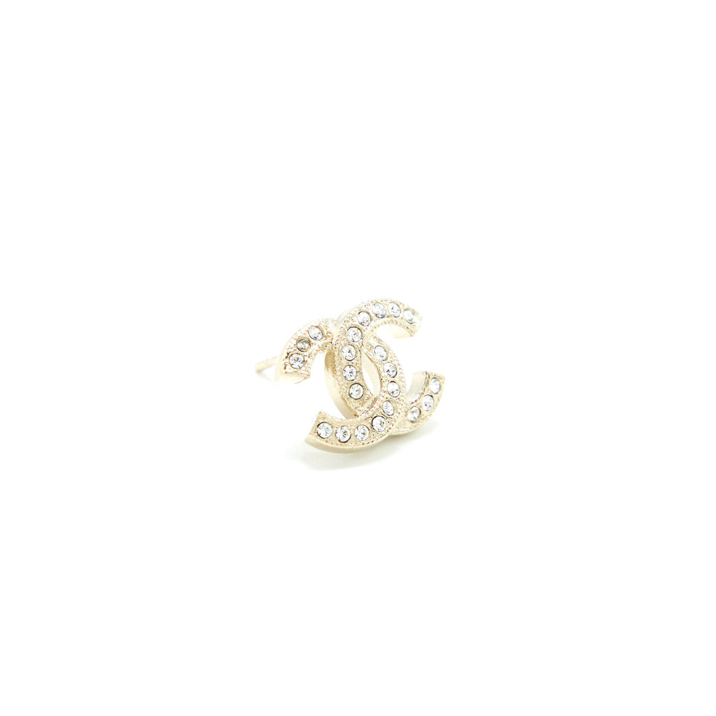 CHANEL MINI CLASSIC CC LOGO EARRINGS GOLD TONE