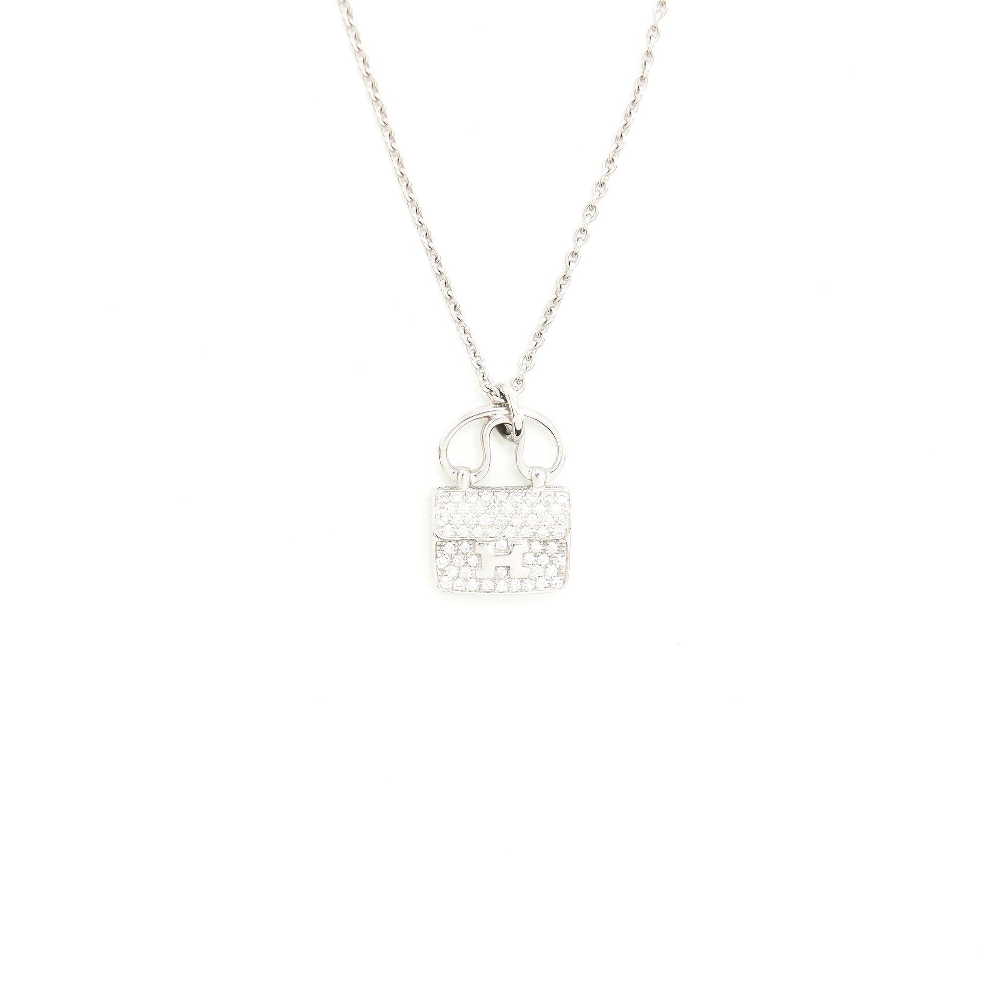 HERMES AMUELETTE PENDANT, SMALL MODAL WHITE GOLD SET WITH DIAMONDS