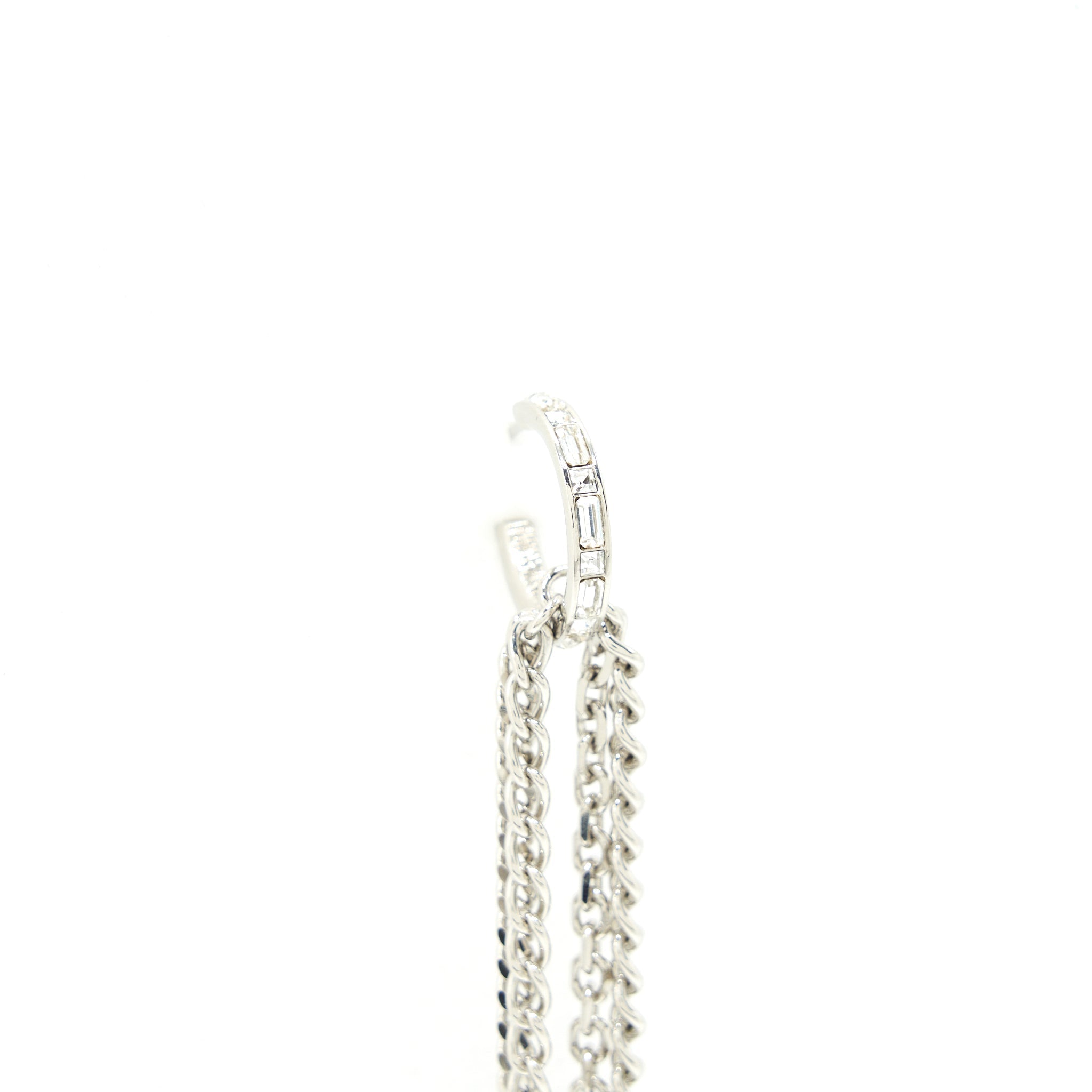 CHANEL 22P CHAIN DROP EARRINGS SILVER TONE