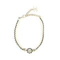 CHANEL CRYSTAL CC LOGO LEATHER CHAIN/ PEARL CHOCKER LIGHT GOLD TONE