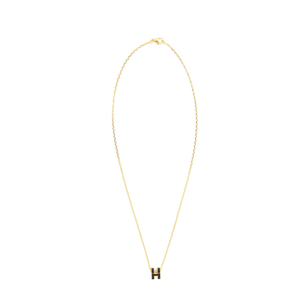 HERMES MINI POP H NECKLACE BLACK GHW