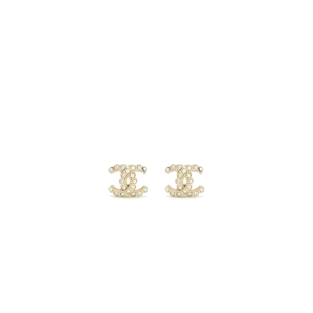 CHANEL MINI CC LOGO EARRINGS WITH CRYSTALS LGHW