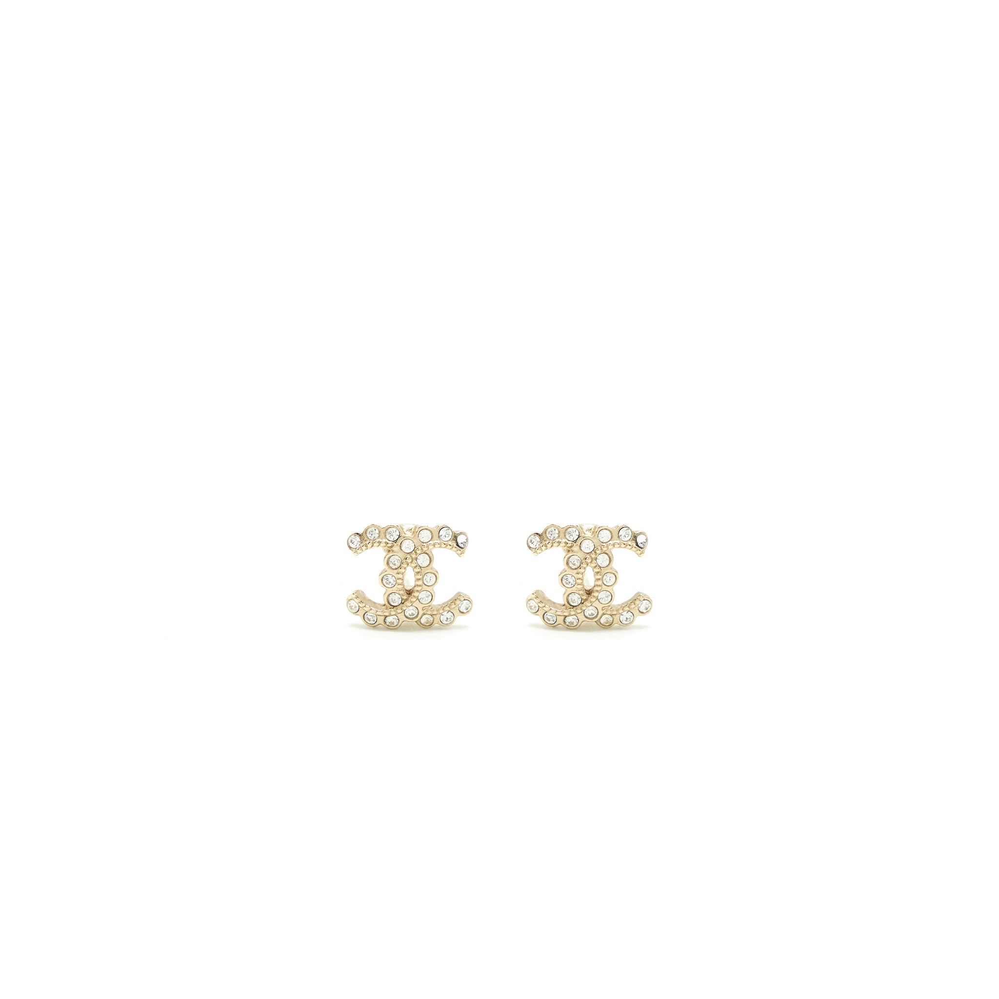 CHANEL MINI CC LOGO EARRINGS WITH CRYSTALS LGHW